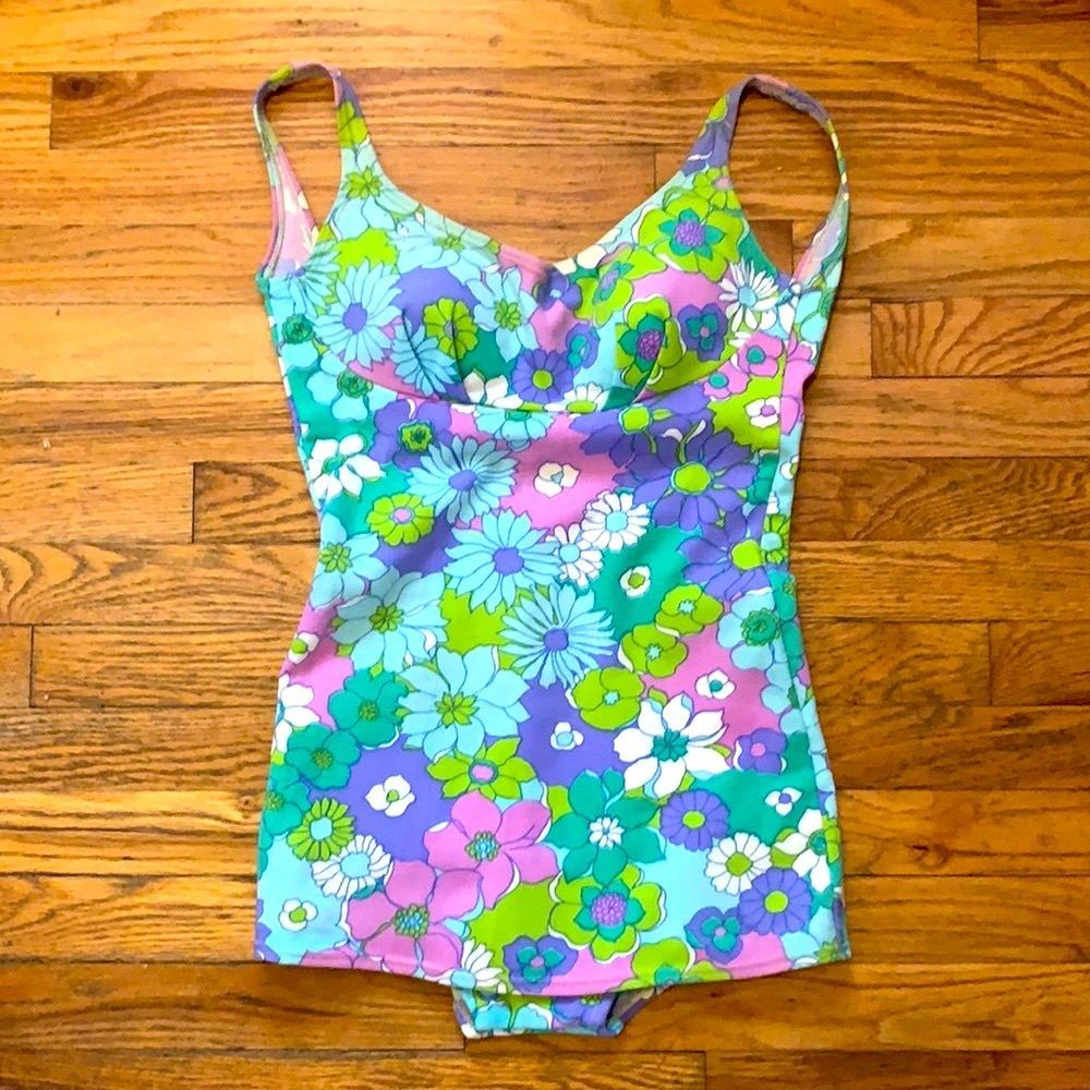 Vintage floral swim suit bathing suit
